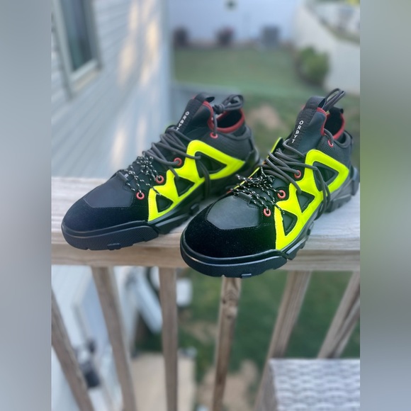 ALEXANDER MCQUEEN MCQ Men’s Orbyt Mid Neon YELLOW BLACK - Picture 5 of 12